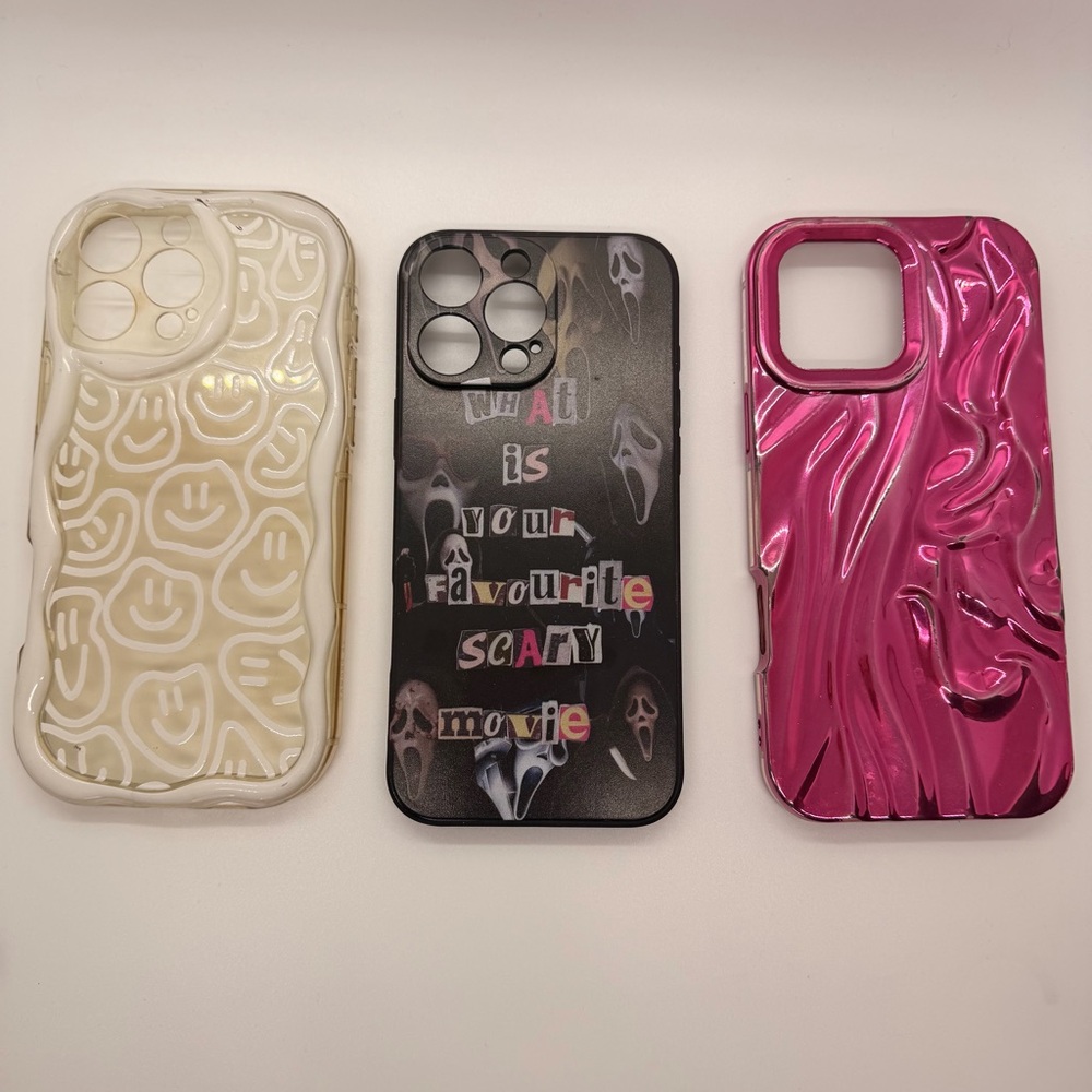 Stylish Phone Case Set - White, Black, Pink